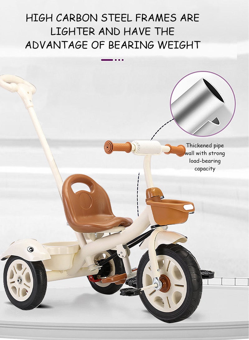 ما بيبي دراجة ثلاثية العجلات للأطفال، مزودة بسلة تخزين، ومقعد قابل للتعديل، ومقبض دفع، مناسبة للأولاد والبنات من عمر سنة إلى ست سنوات، دراجة توازن للمرح في الأماكن المغلقة والمفتوحة - Image 5